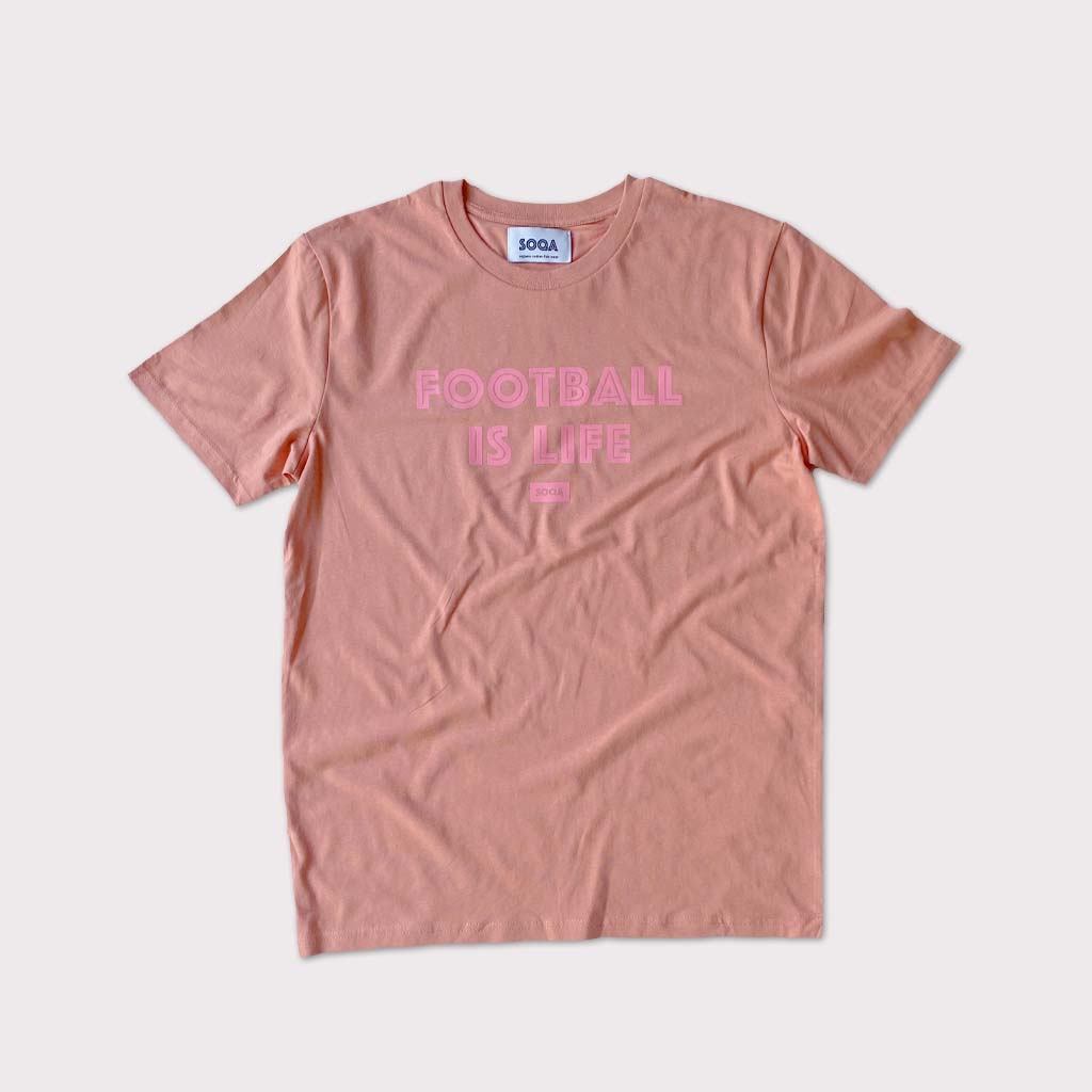 SOQA T "FOOTBALL IS LIFE" Salmon